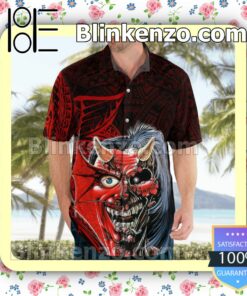Iron Maiden The Number Of The Beast Tribal Casual Button Down Shirts c