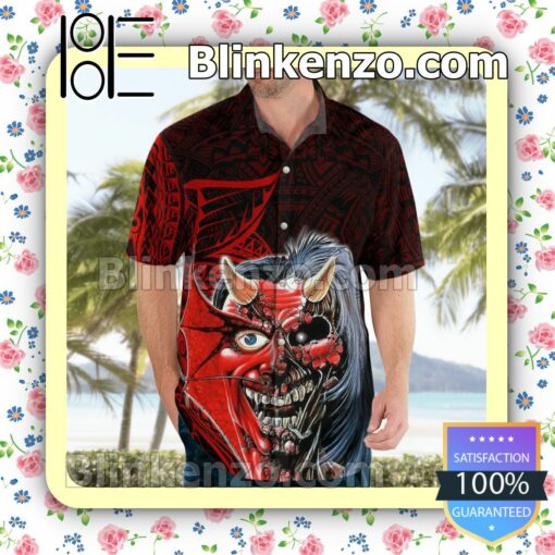 Iron Maiden The Number Of The Beast Tribal Casual Button Down Shirts c