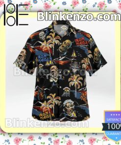 Iron Maiden Zombie Palm Tree Casual Button Down Shirts b