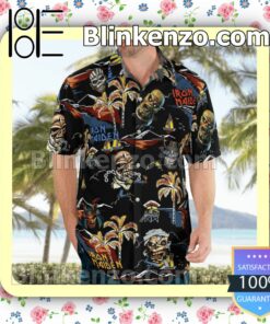 Iron Maiden Zombie Palm Tree Casual Button Down Shirts c