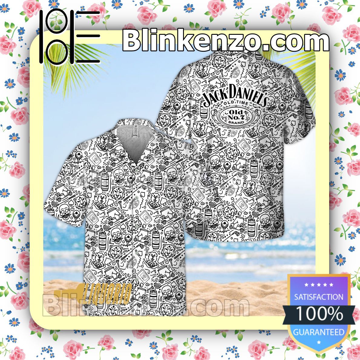 Jack Daniel's Doodle Art Beach Shirts