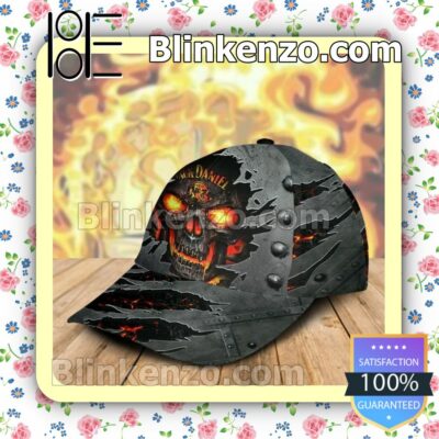 Jack Daniels Skull Fire Torn Ripped Baseball Caps Gift For Boyfriend b