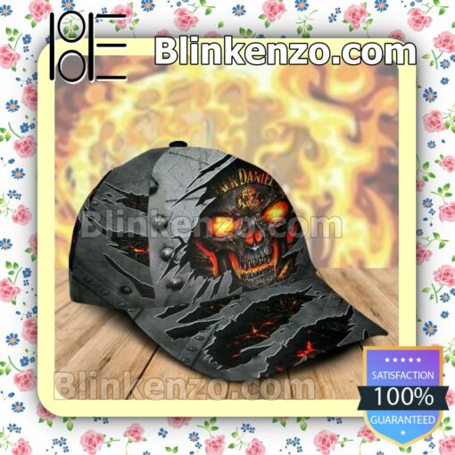 Jack Daniels Skull Fire Torn Ripped Baseball Caps Gift For Boyfriend c