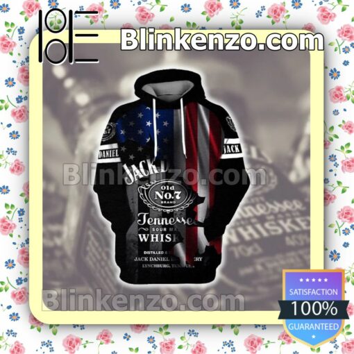 Jack Daniel's Tennessee Whiskey American Flag Black Custom Womens Hoodie a