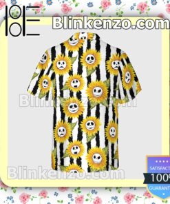 Jack Skellington Sunflower Black White Stripe Halloween Short Sleeve Shirts b
