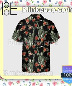 Jason Voorhees Tropical Floral Halloween Short Sleeve Shirts a