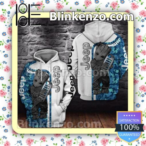 Jeep And Groot White And Blue Camouflage Custom Womens Hoodie