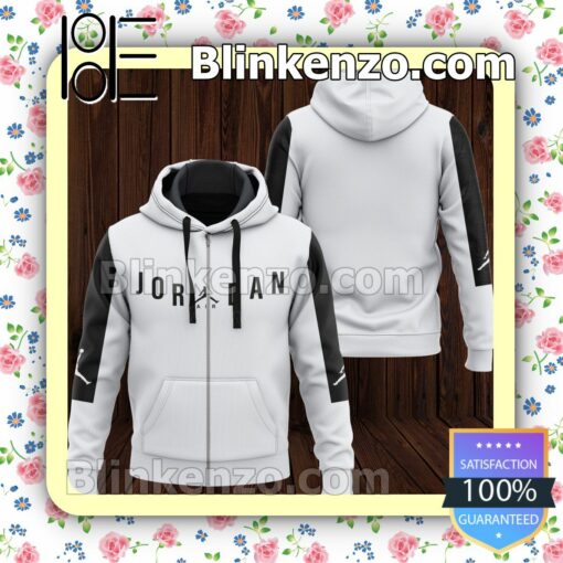 Jordan Air Brand White Full-Zip Hooded Fleece Sweatshirt