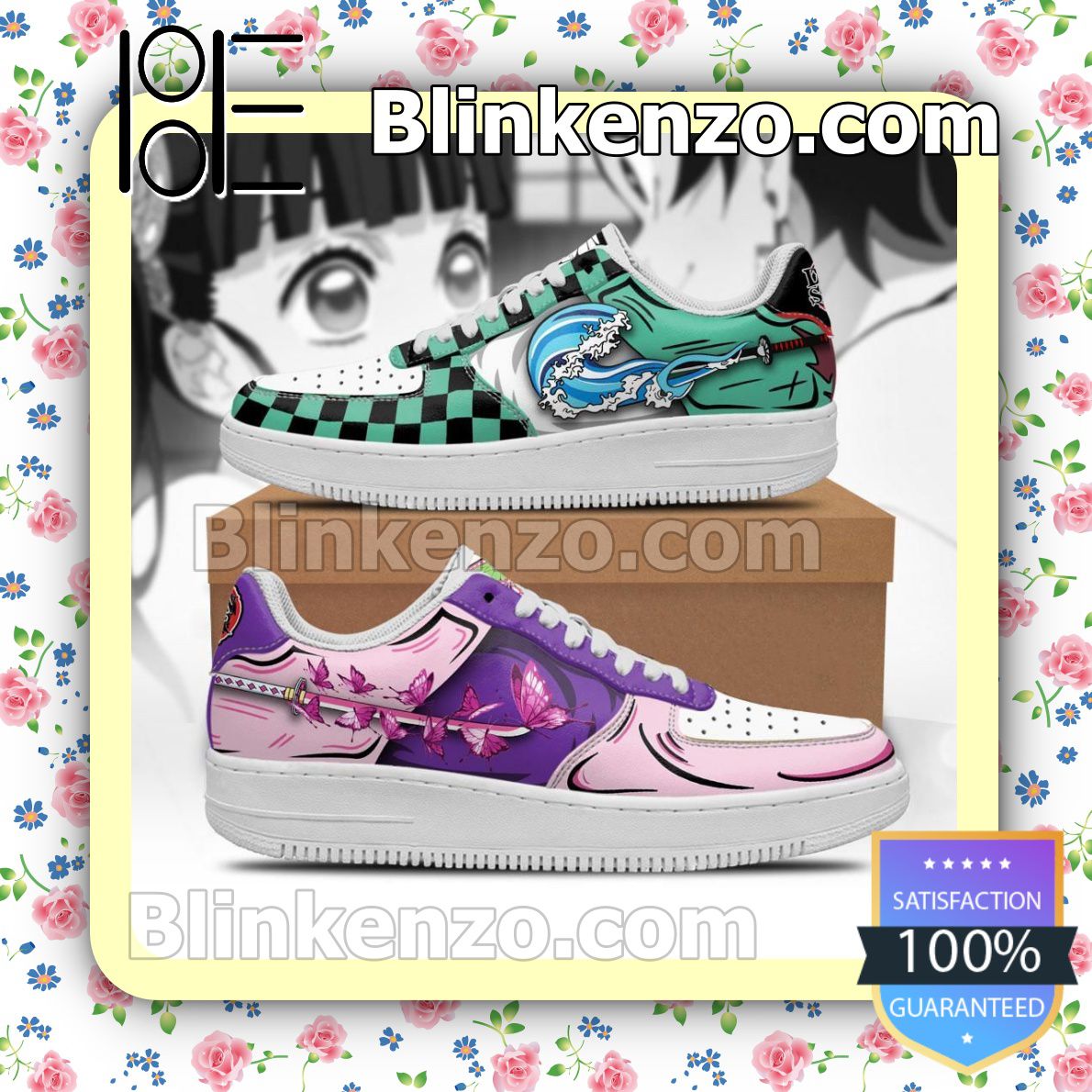 The cheapest Kanao and Tanjiro Demon Slayer Anime Nike Air Force Sneakers