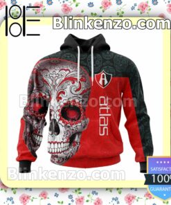 LIGA MX Atlas F.C Sugar Skull For Dia De Muertos Customized Name Number Tee Hooded Sweatshirt