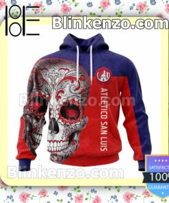 LIGA MX Atletico San Luis Sugar Skull For Dia De Muertos Customized Name Number Tee Hooded Sweatshirt