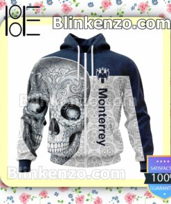 LIGA MX C.F. Monterrey Sugar Skull For Dia De Muertos Customized Name Number Tee Hooded Sweatshirt a