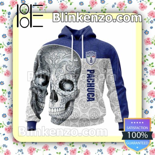 LIGA MX C.F. Pachuca Sugar Skull For Dia De Muertos Customized Name Number Tee Hooded Sweatshirt