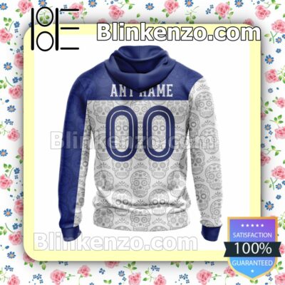 LIGA MX C.F. Pachuca Sugar Skull For Dia De Muertos Customized Name Number Tee Hooded Sweatshirt b