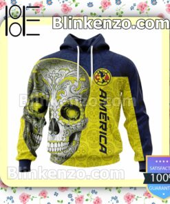 LIGA MX Club America Sugar Skull For Dia De Muertos Customized Name Number Tee Hooded Sweatshirt