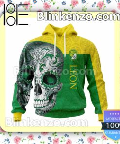 LIGA MX Club Leon Sugar Skull For Dia De Muertos Customized Name Number Tee Hooded Sweatshirt