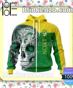 LIGA MX Club Leon Sugar Skull For Dia De Muertos Customized Name Number Tee Hooded Sweatshirt a