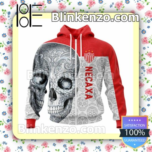LIGA MX Club Necaxa Sugar Skull For Dia De Muertos Customized Name Number Tee Hooded Sweatshirt a