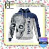 LIGA MX Club Puebla Sugar Skull For Dia De Muertos Customized Name Number Tee Hooded Sweatshirt