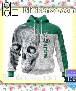 LIGA MX Club Santos Laguna Sugar Skull For Dia De Muertos Customized Name Number Tee Hooded Sweatshirt a