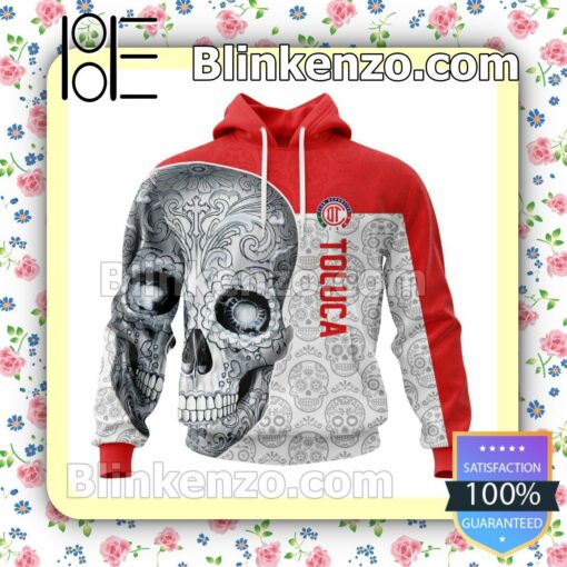 LIGA MX Deportivo Toluca Sugar Skull For Dia De Muertos Customized Name Number Tee Hooded Sweatshirt