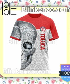 LIGA MX Deportivo Toluca Sugar Skull For Dia De Muertos Customized Name Number Tee Hooded Sweatshirt y