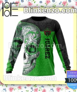 LIGA MX FC Juarez Sugar Skull For Dia De Muertos Customized Name Number Tee Hooded Sweatshirt c