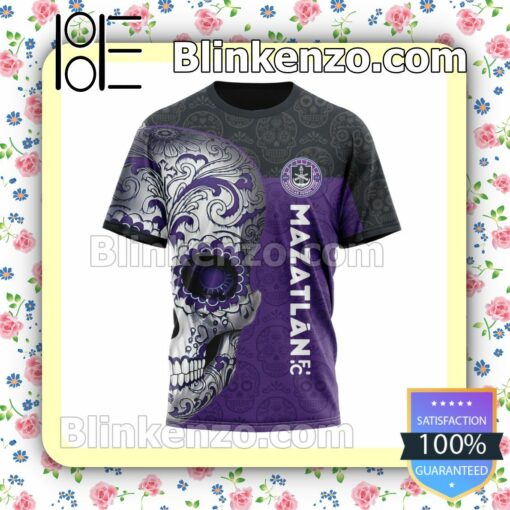 LIGA MX Mazatlan F.C Sugar Skull For Dia De Muertos Customized Name Number Tee Hooded Sweatshirt y
