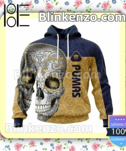 LIGA MX Pumas UNAM Sugar Skull For Dia De Muertos Customized Name Number Tee Hooded Sweatshirt