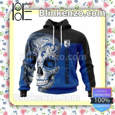 LIGA MX Queretaro F.C Sugar Skull For Dia De Muertos Customized Name Number Tee Hooded Sweatshirt