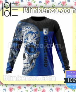 LIGA MX Queretaro F.C Sugar Skull For Dia De Muertos Customized Name Number Tee Hooded Sweatshirt c