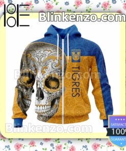 LIGA MX Tigres UANL Sugar Skull For Dia De Muertos Customized Name Number Tee Hooded Sweatshirt a