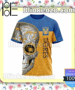 LIGA MX Tigres UANL Sugar Skull For Dia De Muertos Customized Name Number Tee Hooded Sweatshirt y