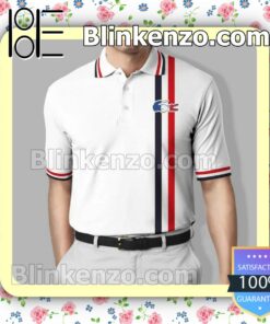 Lacoste Black And Red Stripes White Custom Polo Shirt