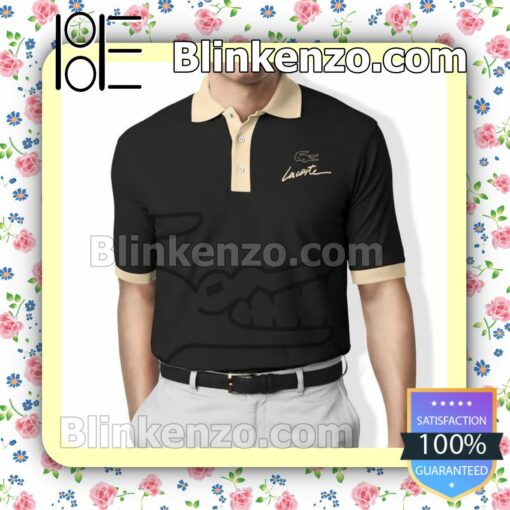 Lacoste Logo Print Black Basic Custom Polo Shirt