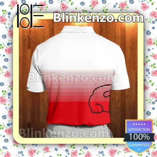 Lacoste Logo Print White And Red Custom Polo Shirt a