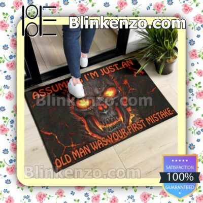 Lava Skull Assuming I'm Just An Old Man Was Your First Mistake Outdoor Indoor Doormat b