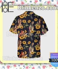 Leatherface And Sunflower Halloween Short Sleeve Shirts a