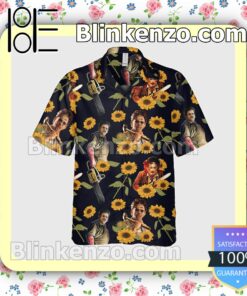 Leatherface And Sunflower Halloween Short Sleeve Shirts b
