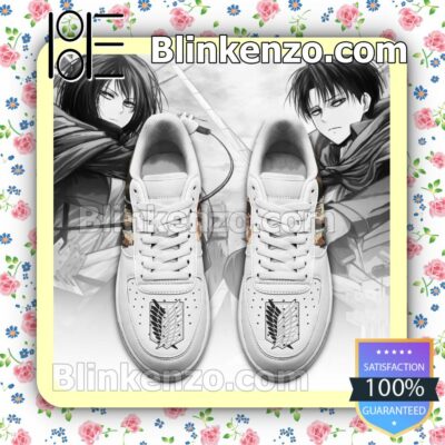 Levi and Mikasa Ackerman AOT Anime Nike Air Force Sneakers a