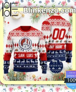 Liga MX Atlético San Luis Custom Name Number Knit Ugly Christmas Sweater