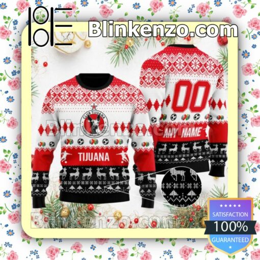Liga MX Club Tijuana Custom Name Number Knit Ugly Christmas Sweater
