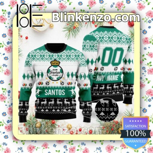 Liga MX Santos Laguna Custom Name Number Knit Ugly Christmas Sweater