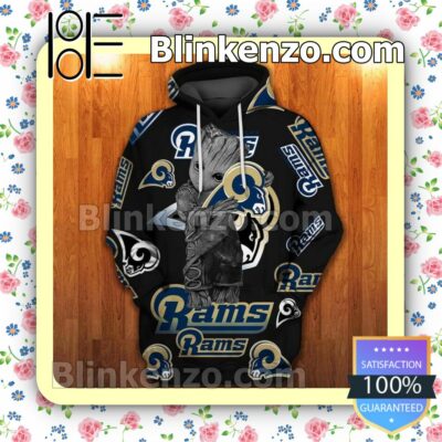 Los Angeles Rams With Groot Black Custom Womens Hoodie