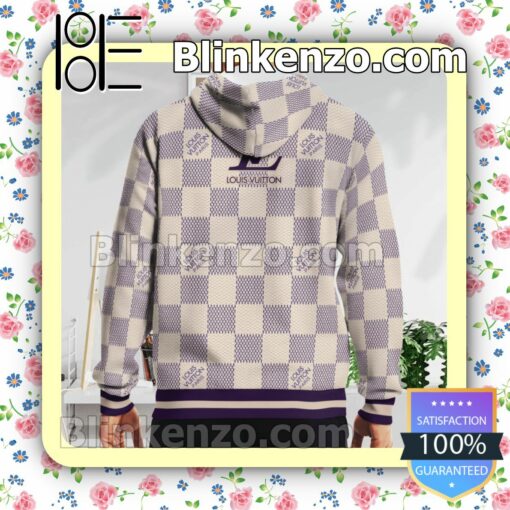 Louis Vuitton Beige And Purple Checkerboard Full Print Custom Womens Hoodie b