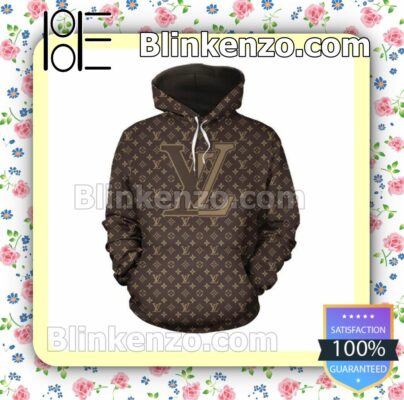 Louis Vuitton Big Logo Center Dark Brown Monogram Custom Womens Hoodie