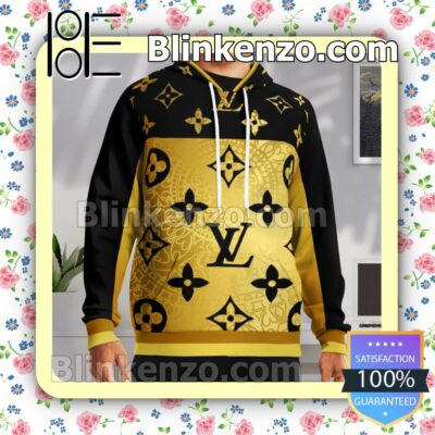 Louis Vuitton Black And Gold Custom Womens Hoodie a