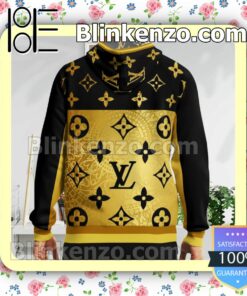 Louis Vuitton Black And Gold Custom Womens Hoodie b