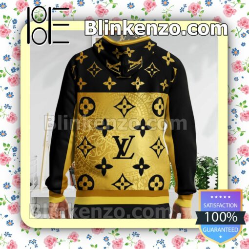 Louis Vuitton Black And Gold Custom Womens Hoodie b