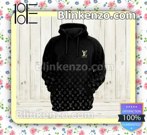 Louis Vuitton Black Gradient Monogram Custom Womens Hoodie